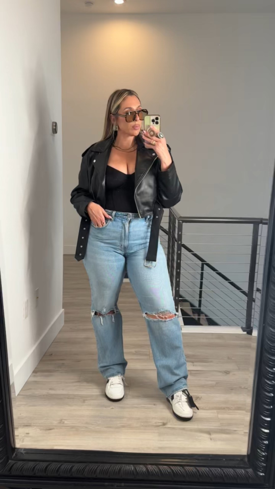 sporty casual elevated 

cropped faux leather jacket with the size XL and fits me oversized. I also have the L (a closer fit)

curve love relaxed style (my favorite snatching jeans ever) I size down to a 30L(size 10) they will start out tight but stretch out to fit (there is a bit of stretch in these jeans). The exact wash I have on is old but linked very similar in this style. 

off white sneakers (TTS) also linked other colorways 

sunnies (color: tort/yellow)

my fav snatching bodysuit size XL built in bra would pass if over a DD (adjustable straps and compressive) 

#LTKMidsize #LTKStyleTip #LTKFindsUnder50

