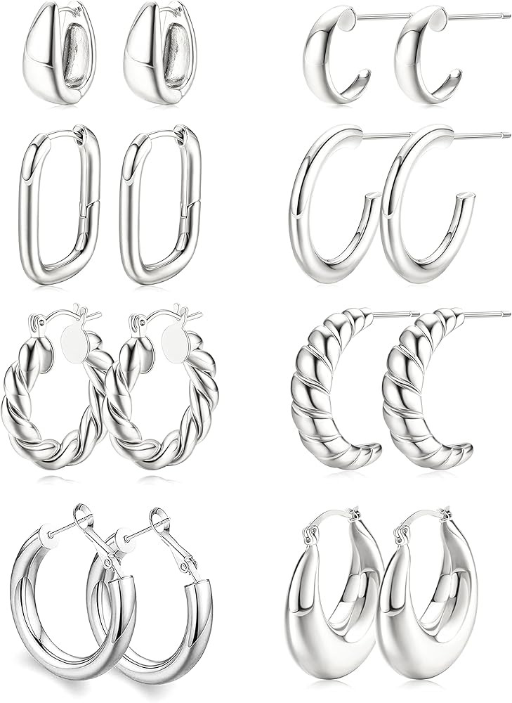 MILACOLATO Gold Chunky Hoop Earrings Set for Women,14K Gold Plated Thick Lightweight Hypoallergen... | Amazon (CA)