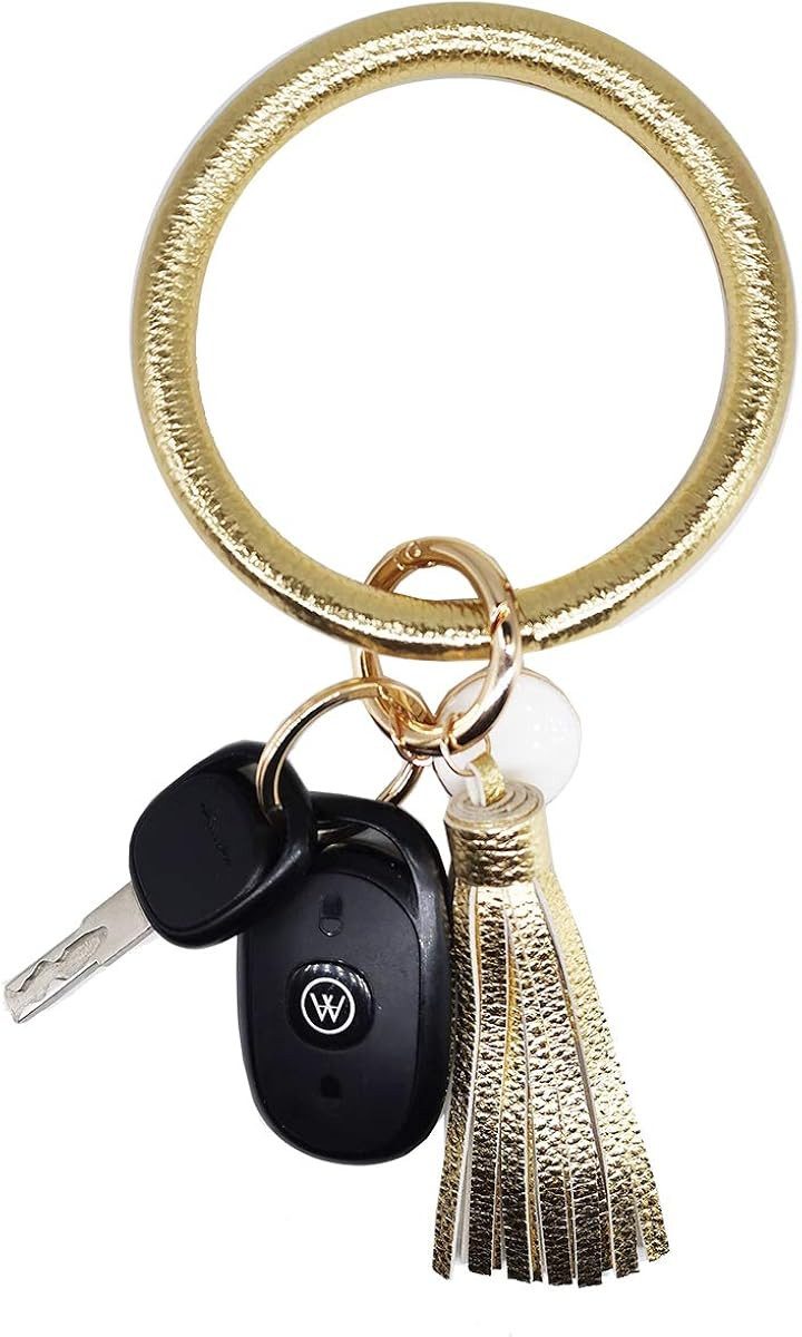 AnnabelZ Keychain Bracelet Wristlet Bangle Key Holder Round Keyring Leather Tassel Key Ring Chain... | Amazon (US)