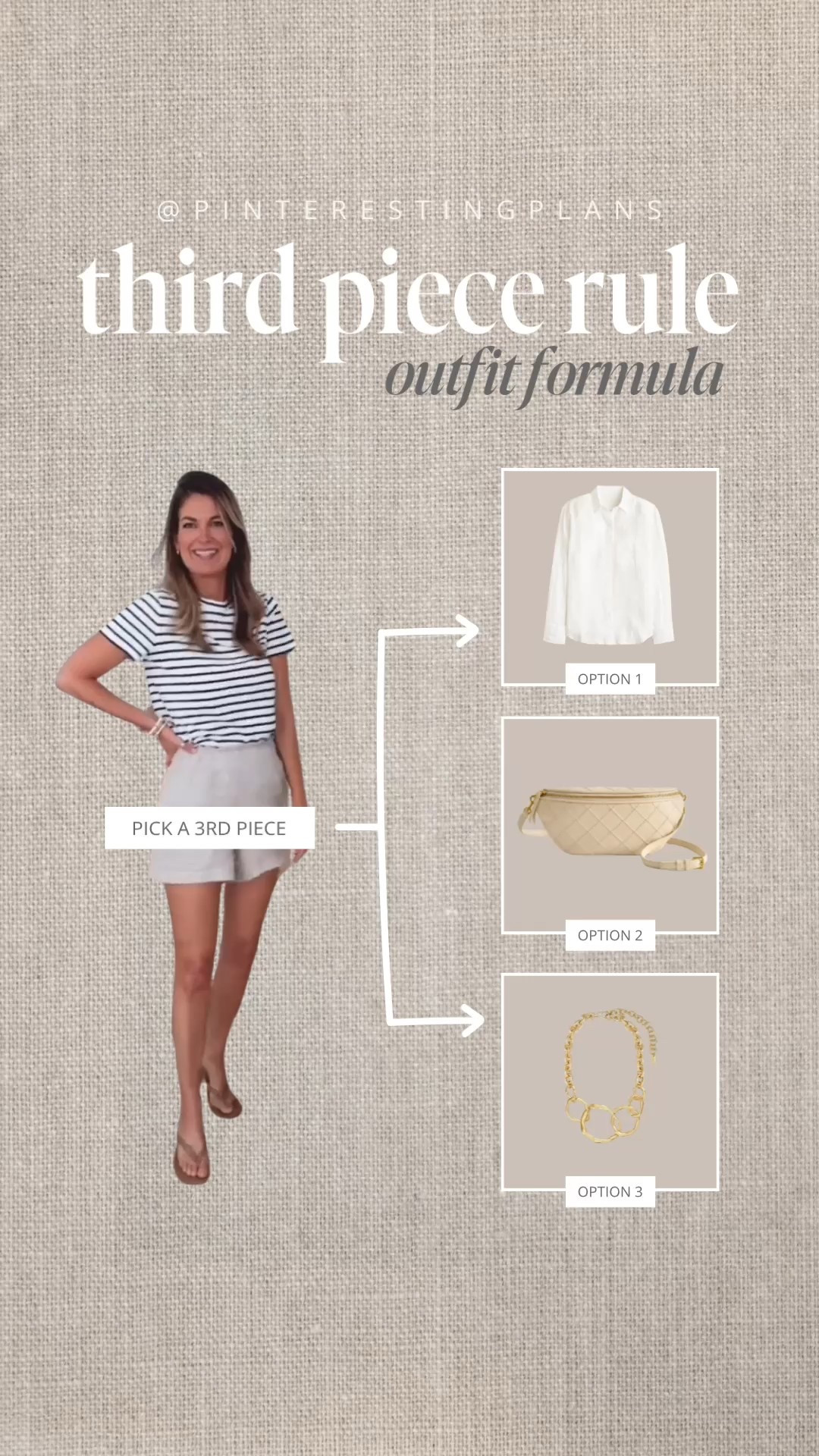 Classic summer outfit. Which 3rd piece would you pick to complete this look? 

More details on the blog 👉🏻 www.pinterestingplans.com/the-third-piece-rule

#LTKOver40 #LTKStyleTip #LTKFindsUnder50