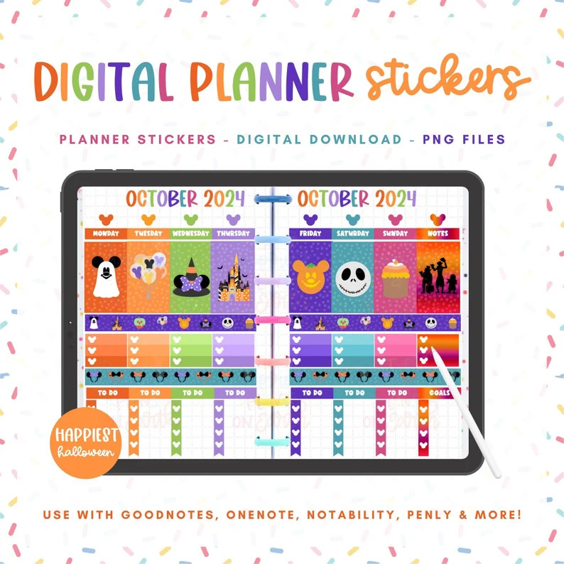 Disneyworld Halloween Planner Stickers Digital Bundle Happiest Halloween Stickers Digital Planner... | Etsy (US)