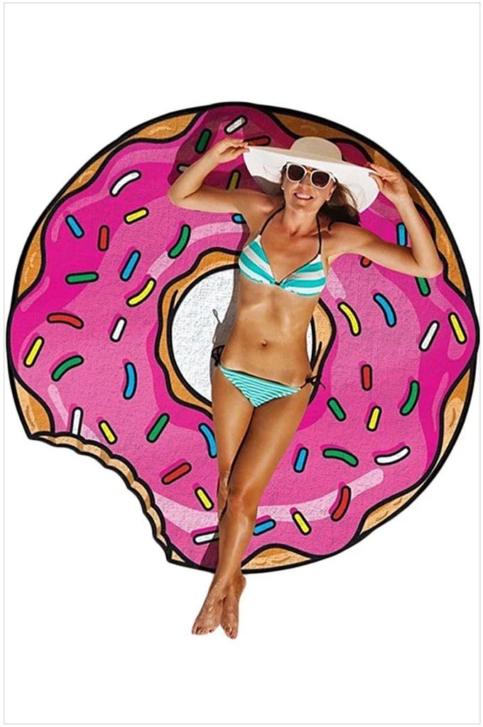 COOLINGUP Beach Blanket Picnic Round Mat Pink Donut Giant Pizza Hamburger | Walmart (US)