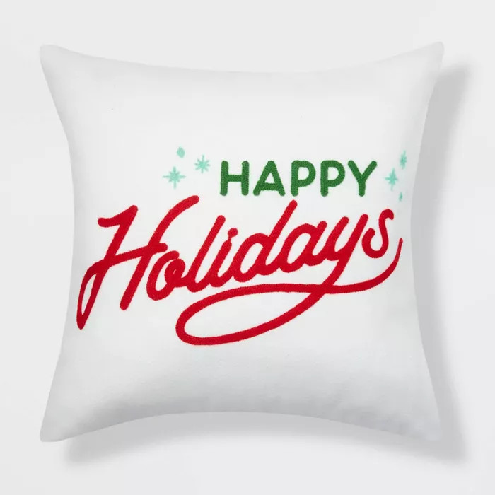 Happy Holidays Throw Pillow Reversible Red/White Snowflakes - Wondershop™ | Target