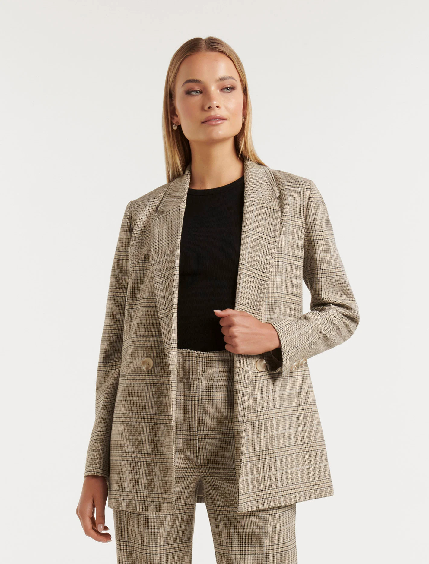 Fiona Check Double-Breasted Blazer | Ever New (CA)