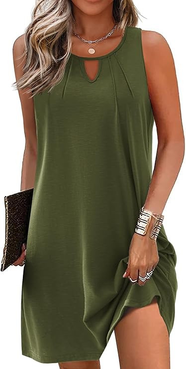 AI'MAGE Womens Sleeveless Swimsuit Cover Up Tank Bathing Suit Coverups T Shirt Beach Dress | Amazon (US)