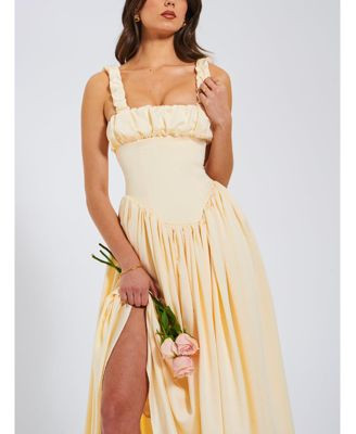 Women's Noreen Egg White Satin Drop Waist Maxi Sundress | Macy's