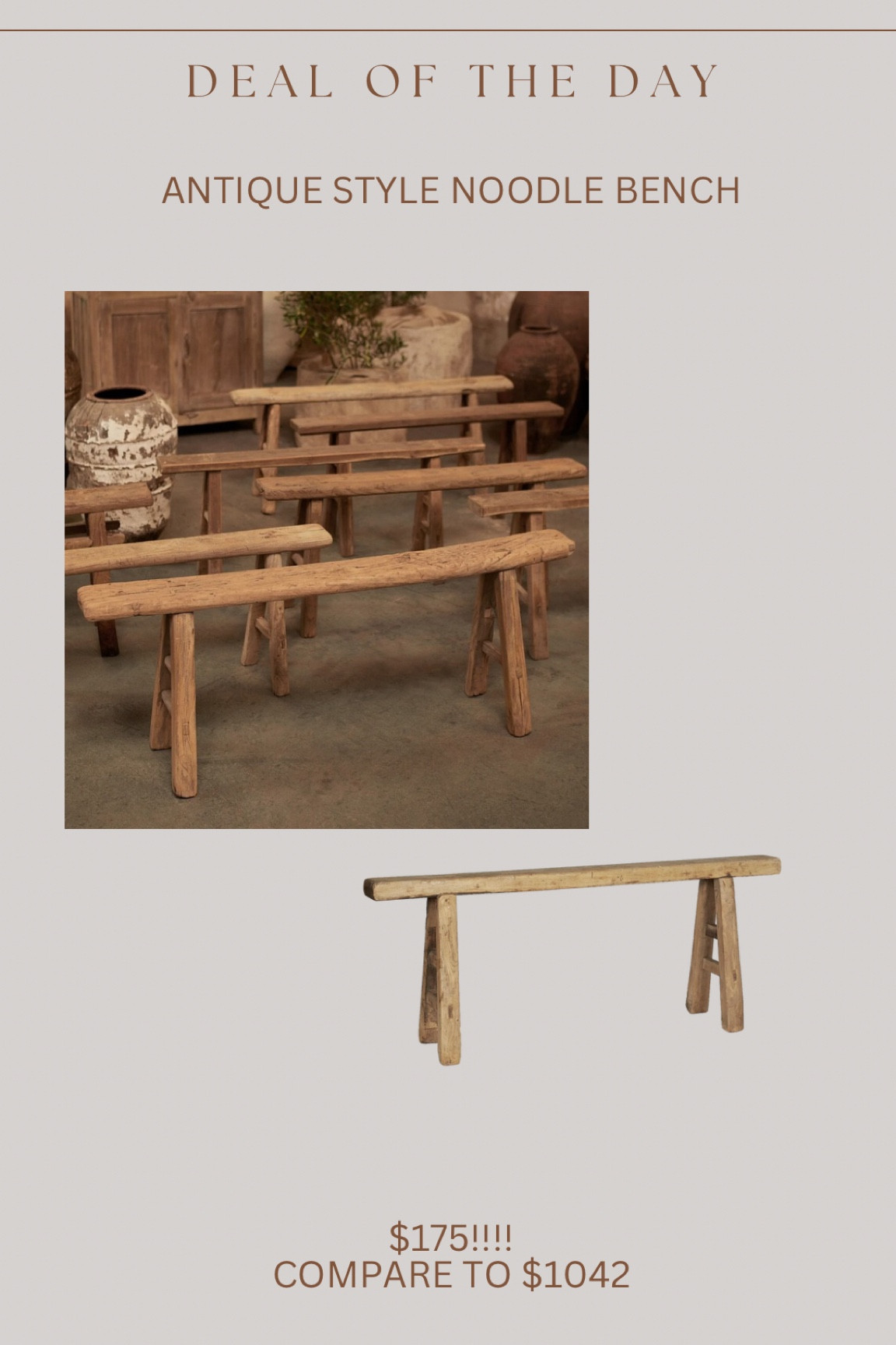 New best priced antique noodle style bench I’ve found!!! 😍😍😍 limited inventory available! $175 for standard size, $155 for short size, and $195 for long size! 

#LTKSaleAlert #LTKStyleTip #LTKHome