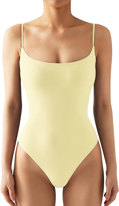 SUUKSESS Women Sexy Square Neck Thong Bodysuit Backless Cami Bodysuit Top | Amazon (US)