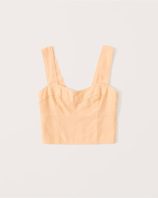 Cropped Linen-Blend Corset Top | Abercrombie & Fitch (US)