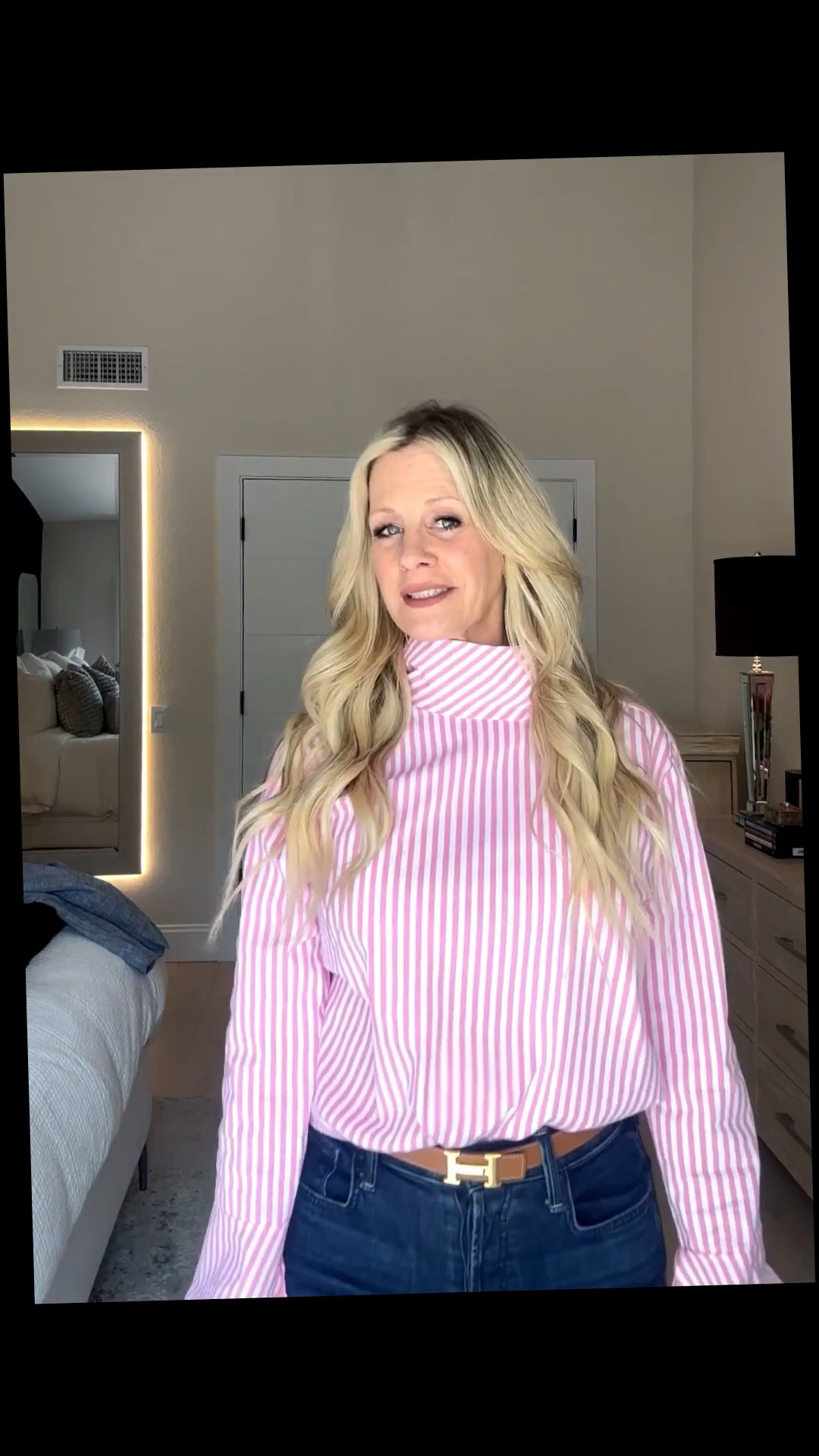 Life is your red carpet!  Even casual days deserve great style.  Loving this striped Benaar top styled with Mother wide leg jeans, my Hermès belt, Anthropologie bag and Tom Ford sunnies. Effortless, polished and ready for the day.

#LTKOver40 #LTKootd #LTKWorkwear