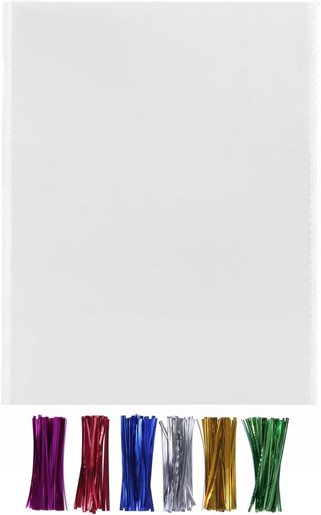 200 Large Cello Bags 11x14 with Twist Ties - 1.4mils Thickness OPP Flat Plastic Bags for Christma... | Amazon (US)