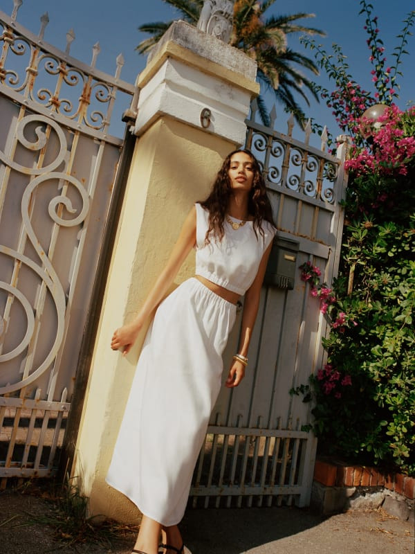 Blu Linen Two Piece | Reformation (Global)