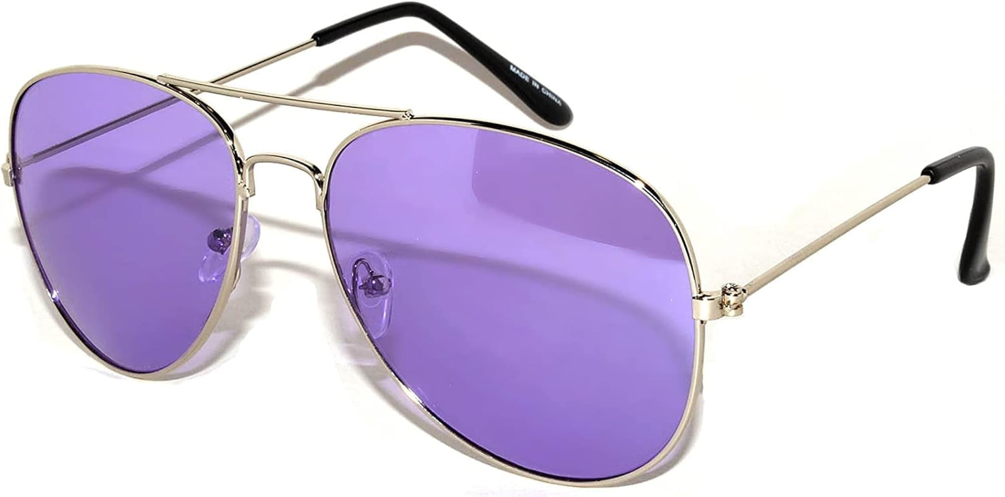 Aviator Sunglasses Purple Gradient Lens Silver Metal Frame Ladies | Amazon (US)
