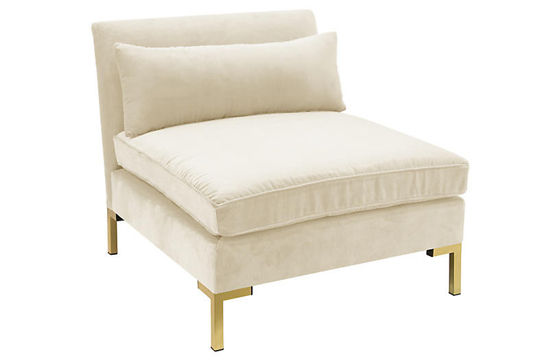 Marceau Slipper Chair, Cream Velvet | One Kings Lane