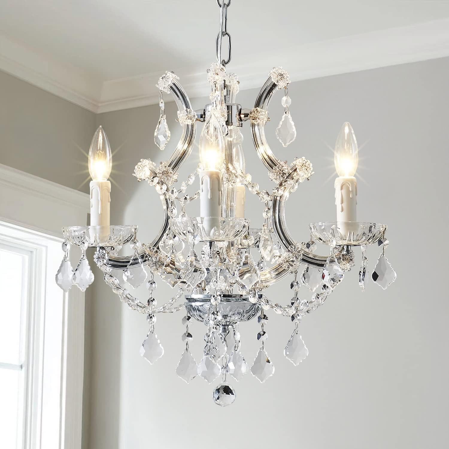 SM SAINT MOSSI 4 Light Crystal Maria Therese Chandelier Light Fixture,Modern Chandelier Crystal C... | Amazon (US)