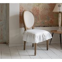 Linen Chair Slip Cover With Ruffle -French Brasserie Oval Chair Natural Linen Seat Cushion - Romanti | Etsy (US)