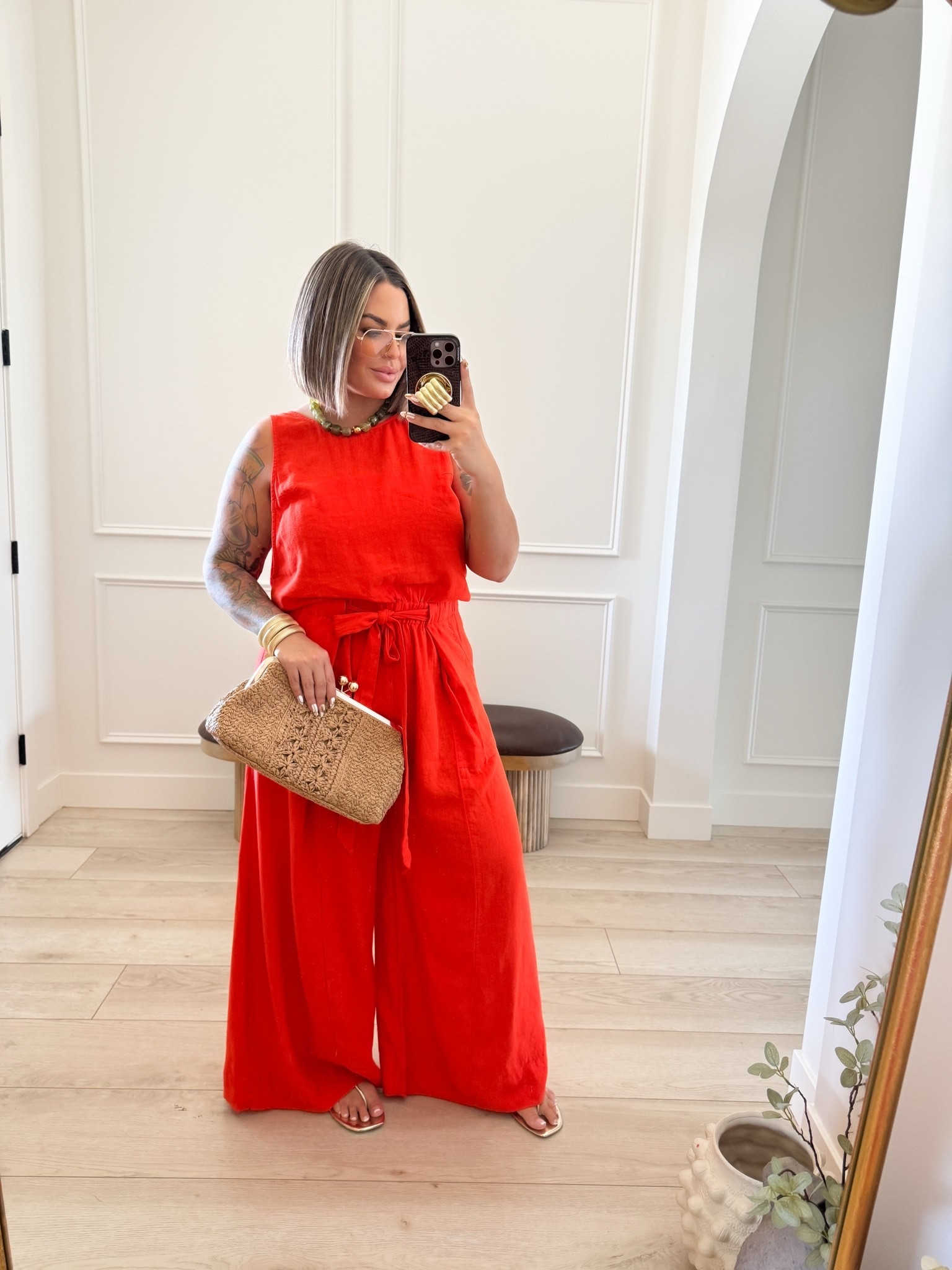 Such a cute linen jumpsuit it does run big tho I could have sized down. Also you have to wear either a bandeau or a tube top under it because it drops down really low on the side. I linked 2 options for you that I would recommend. 

I’m wearing a size L I could have done the M 

Sandals linked similar mine are old.

#LTKMidsize #LTKTall #LTKootd