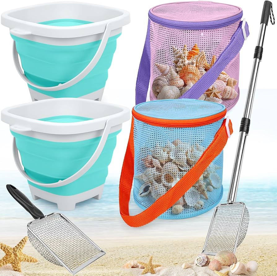 Upgraded Beach Sand Sifter Set - 6Pcs Shark Tooth Sifter & Shell Scooper with Extendable Mesh Sco... | Amazon (US)