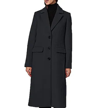 Bernardo Dart Wool Blend Notch Collar Button Front Single Breasted Coat - S | Dillard's