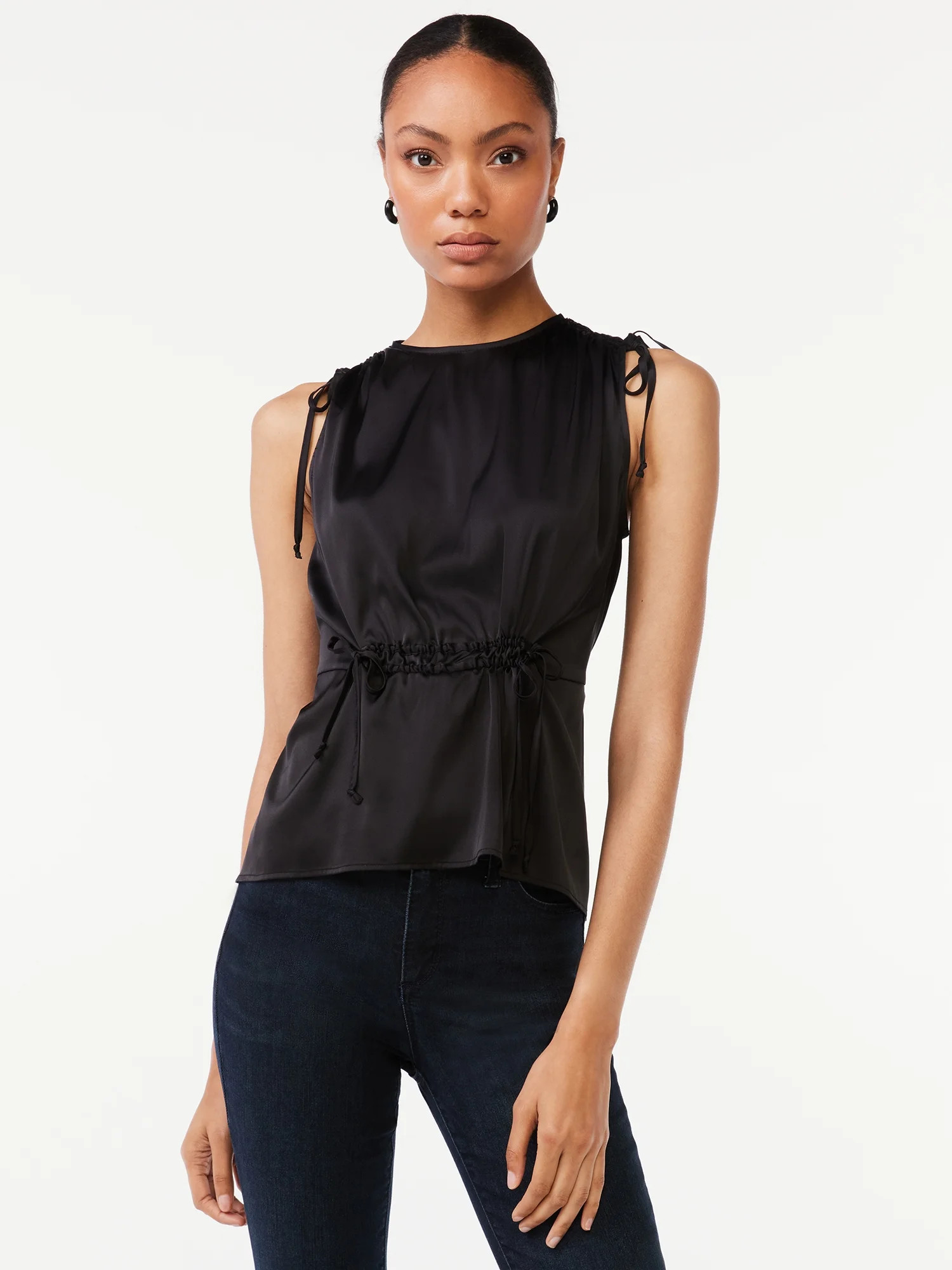 Scoop Women's Sleeveless Cinched Waist Top - Walmart.com | Walmart (US)