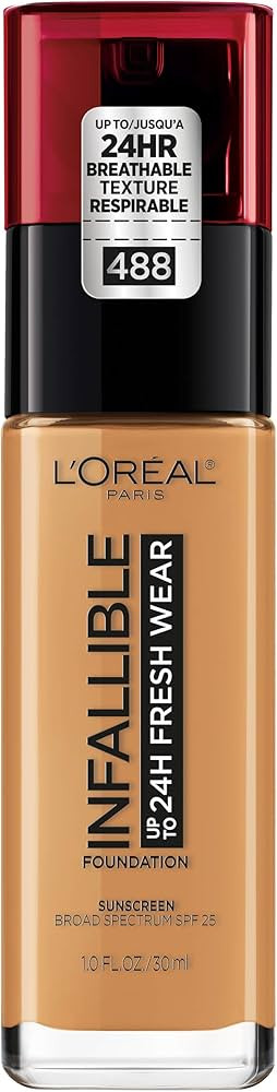 L’Oréal Paris Infallible 24 Hour Fresh Wear Foundation, Lightweight, Caramel, 1 oz. | Amazon (US)