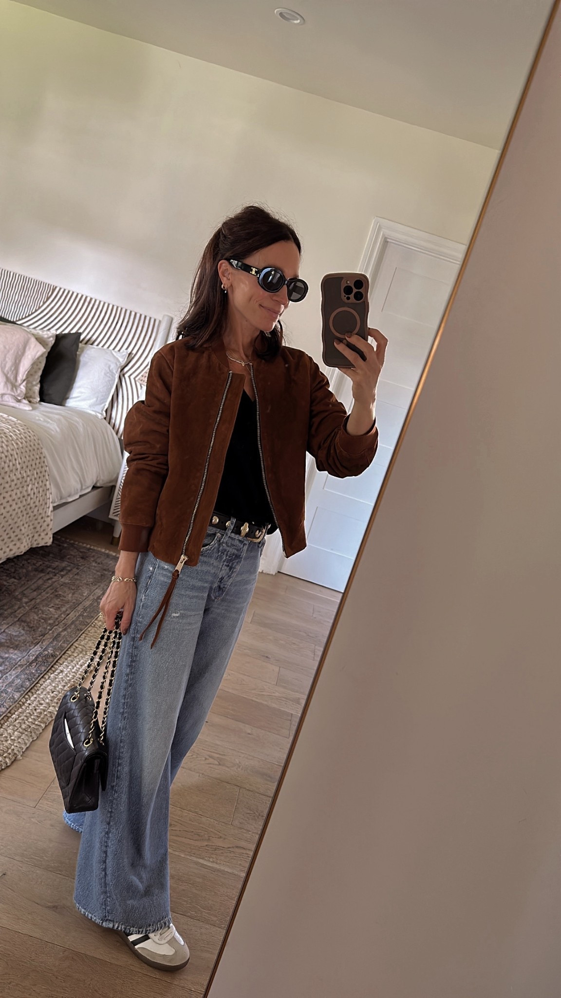 Casual fall outfit with suede jacket 
Jacket runs small I went up 2 sizes for this looser fit to layer underneath. 

#LTKPetite #LTKOver40