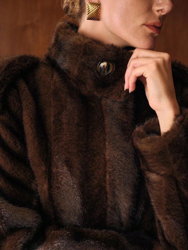 MOTF PREMIUM BELTED FLANNELETTE FAUX FUR COAT | SHEIN