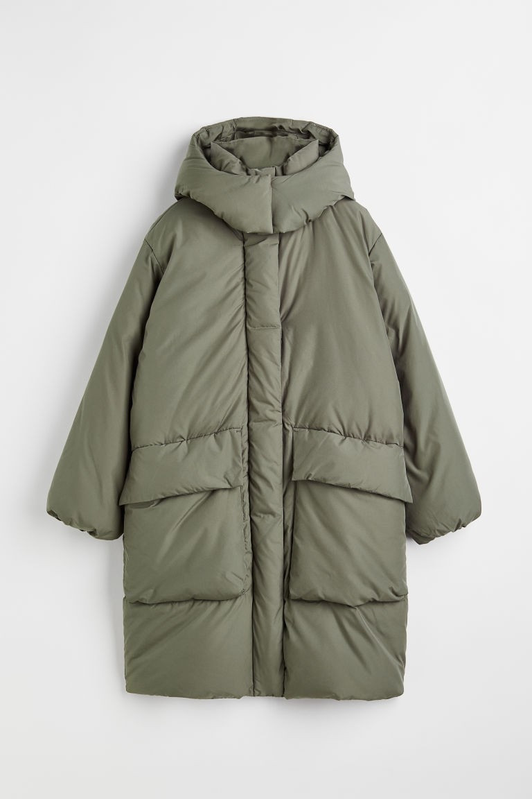 H & M - Hooded puffer coat - Green | H&M (UK, MY, IN, SG, PH, TW, HK)