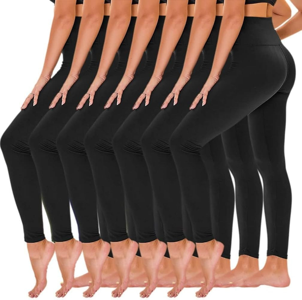 TNNZEET 7 Pack Leggings for Women - High Waisted Yoga Pants with Pockets Black Leggings Women Ful... | Amazon (US)
