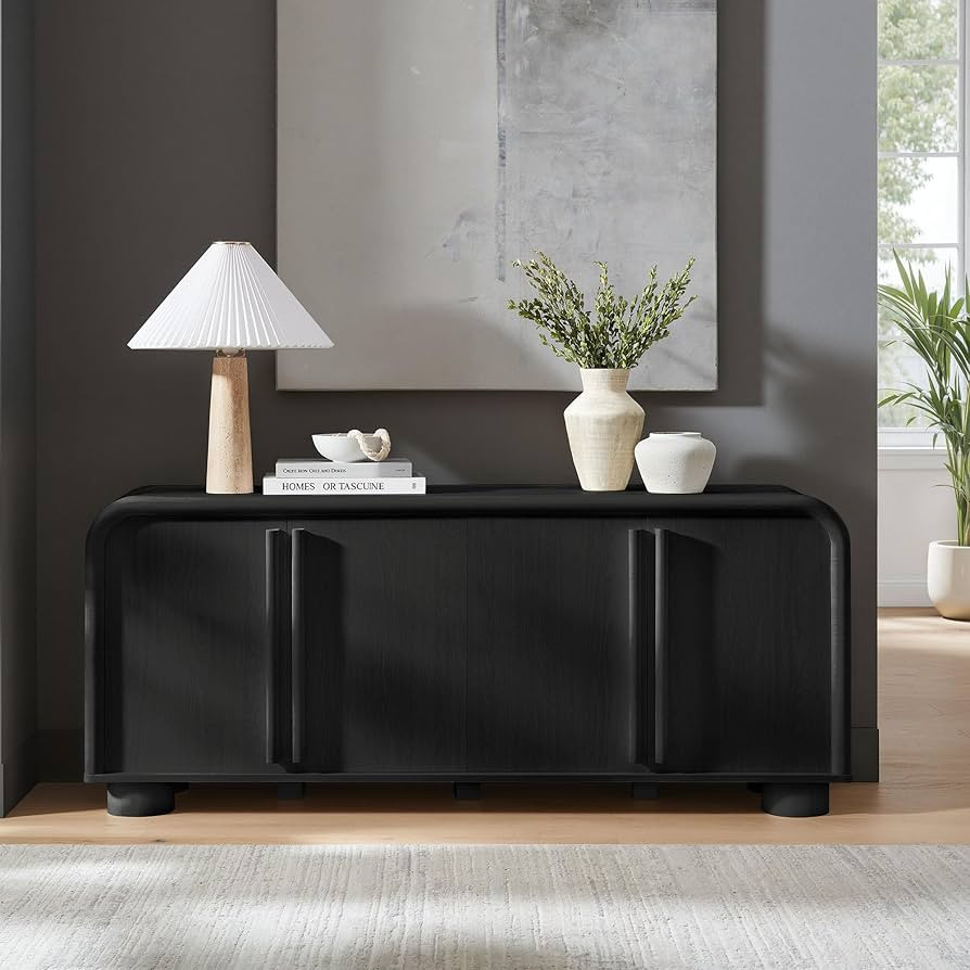 Modway Bellamy 63 Inch Curved Sideboard Cabinet with Storage in Black Oak – Modern Buffet Cabin... | Amazon (US)