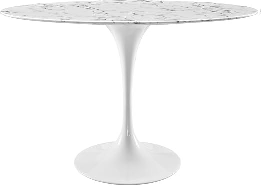Modway Lippa 48" Mid-Century Dining Table with Oval Artificial Marble Top in White | Amazon (US)