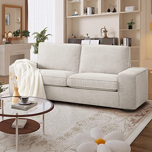 LEISLAND 71.25" Modern Loveseat Sofas for Living Room, Fabric Chenille Couch with Solid Wood, Met... | Amazon (US)