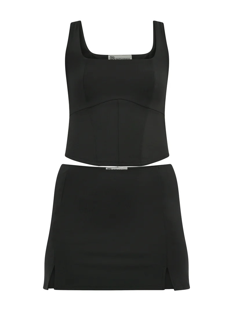 No Boundaries Active Square Neck Top and Skort Set, 2-Piece, Women's - Walmart.com | Walmart (US)