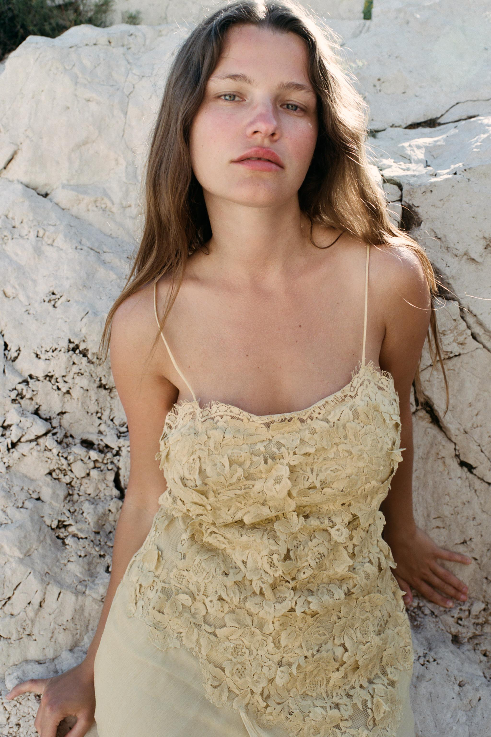 EMBOSSED LACE GEORGETTE DRESS | Zara UK