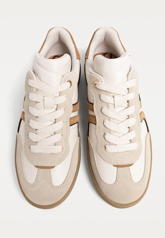 Casual leather trainers - Women's All | Stradivarius United Kingdom | Stradivarius (UK)