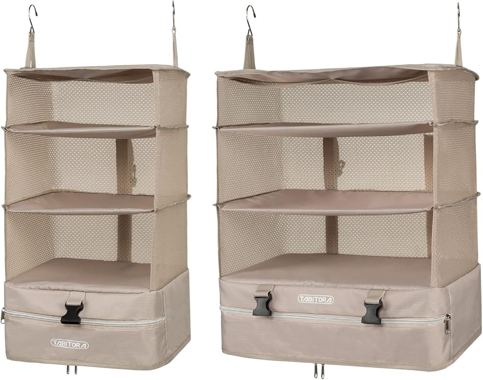 TABITORA Portable Hanging Travel Shelves Bag Packing Cube Organizer Suitcase Storage Large Capacity | Amazon (US)