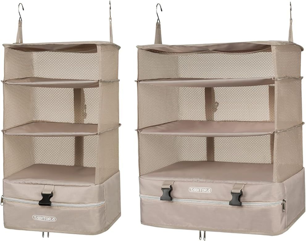 TABITORA Portable Hanging Travel Shelves Bag Packing Cube Organizer Suitcase Storage Large Capacity | Amazon (US)