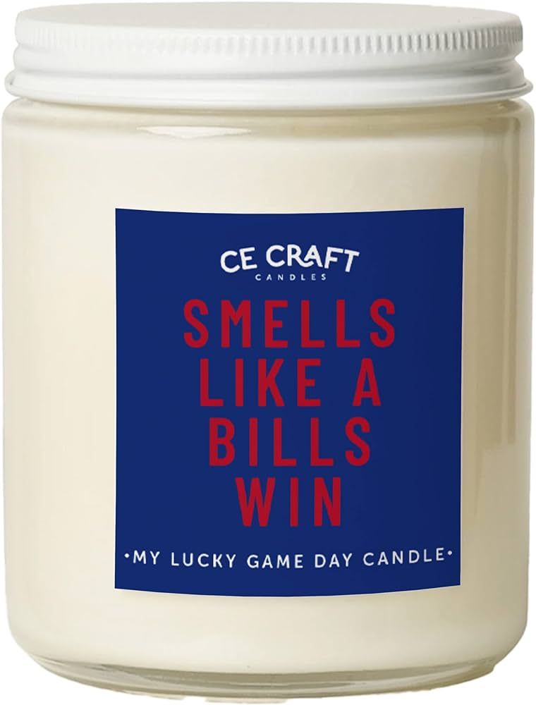 CE Craft - Smells Like A Bills Win Candle - Football Themed Candle, Gift for Dad, Gift for Son, Sports Gift, Sports Themed Candle, Gift for Him (Iced Vanilla Woods) | Amazon (US)