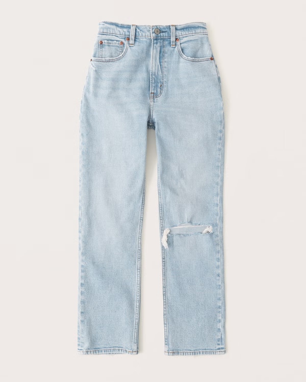Curve Love Ultra High Rise Ankle Straight Jeans | Abercrombie & Fitch (US)