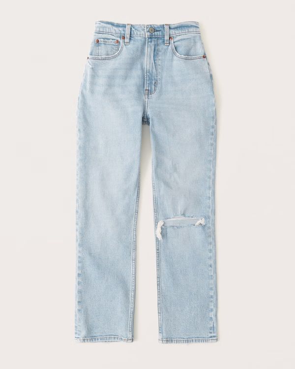 Women's Curve Love Ultra High Rise Ankle Straight Jeans | Women's | Abercrombie.com | Abercrombie & Fitch (US)