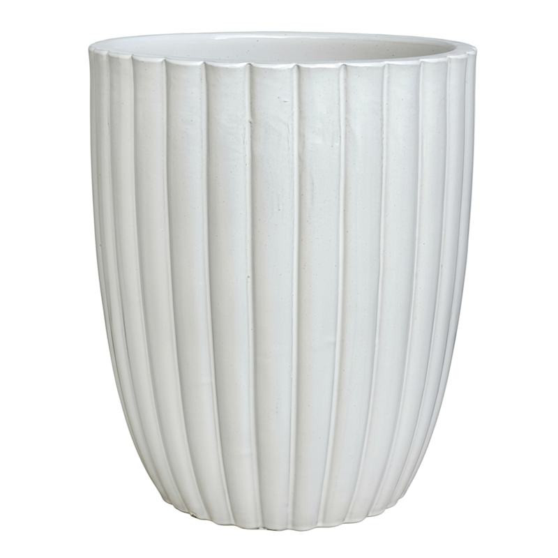 Martine White Ceramic Tall Outdoor Planter, Medium | At Home