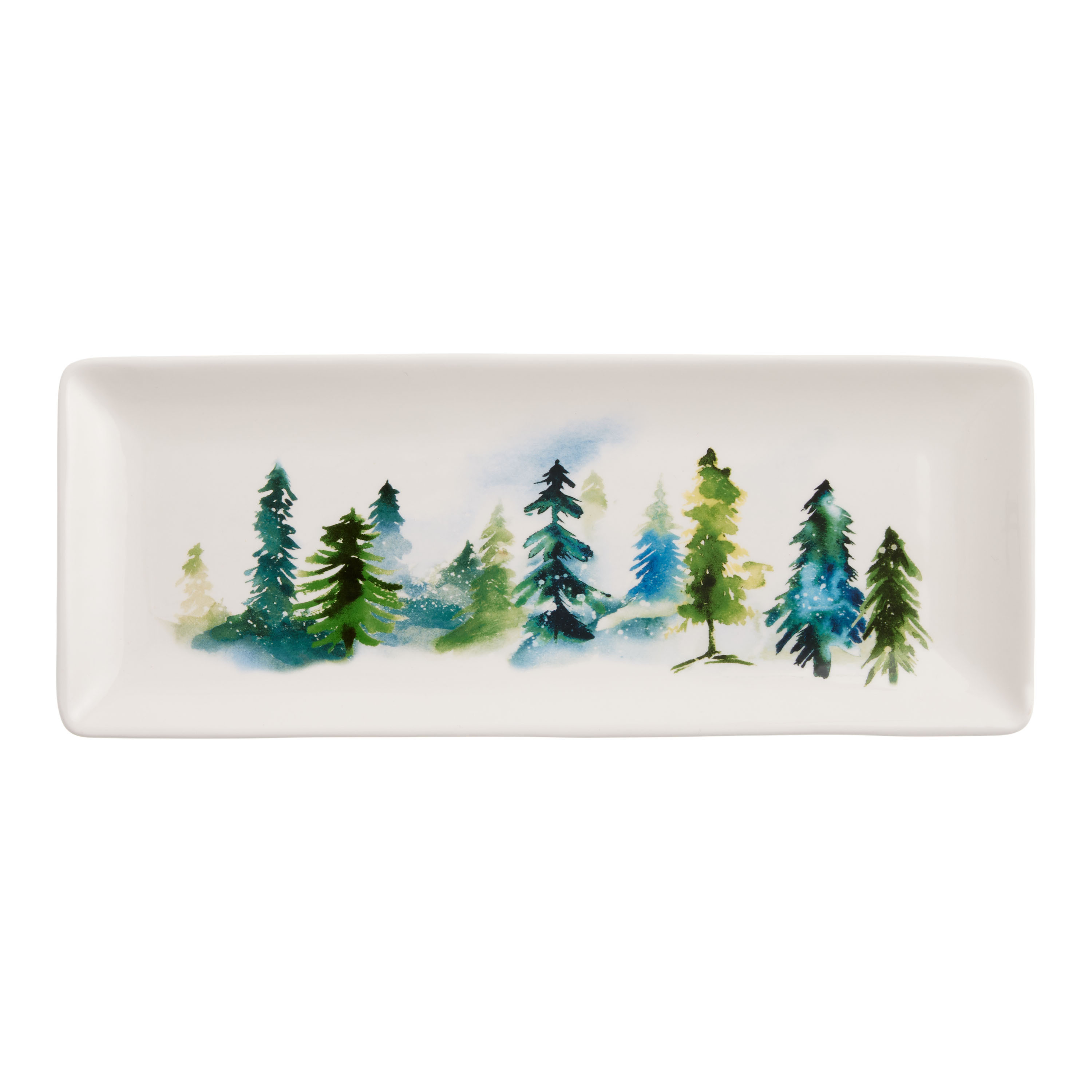 Watercolor Winter Trees Serving Platter | World Market