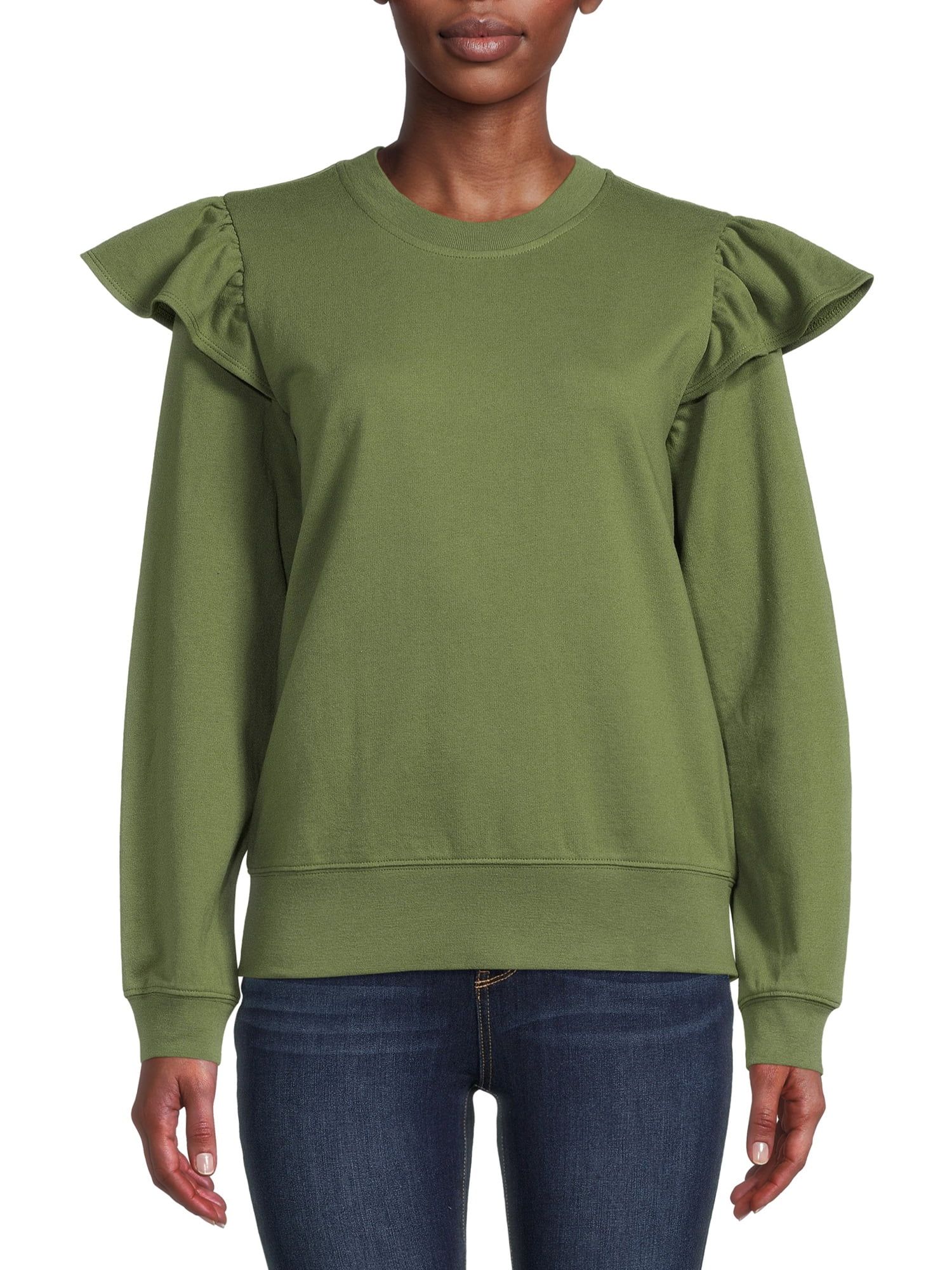 Time And Tru Women's Ruffle Sweatshirt | Walmart (US)