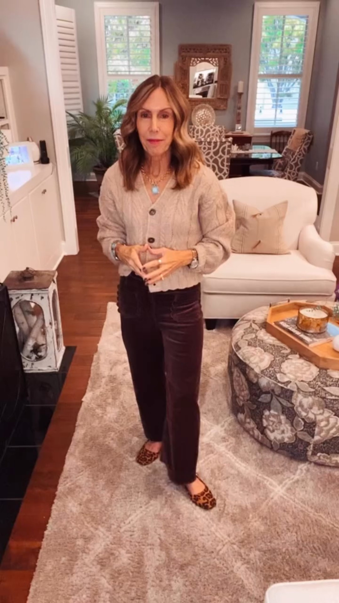 Okay, can we talk about these chocolate brown cords for a second? 🍫
They’re from Anthropologie and so comfy — perfect for Thanksgiving (aka cute and stretchy 😅).
Cardigan’s from Francesca’s, flats are from Amazon, and the whole combo just feels cozy and pulled together without trying too hard.
Just keeping it light and fun for Friday 💛
Would you wear this for Thanksgiving too? 👇
Links are in stories!

#fallstyle #over60style #thanksgivingoutfit #midlifestyle #cozyandchic #simplestyle #everydaystyle #agelessstyle #realoutfitinspo #withlotsoflovemary