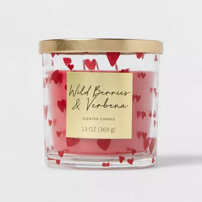 13oz Valentine's Glass Jar Candle with Lid Wild Berries and Verbena - Threshold™ | Target