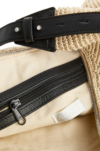 Leather-Trimmed Straw Bag | H&M (UK, MY, IN, SG, PH, TW, HK)