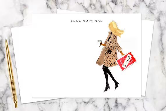 Personalized Realtor Notecards: Leopard Coat Sold Sign {Stationary Notecards, Personalized, Water... | Etsy (US)