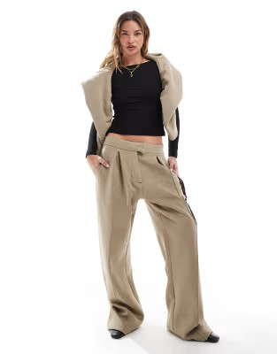 ASOS DESIGN oversized tailored jogger with seam detail in khaki marl | ASOS (Global)