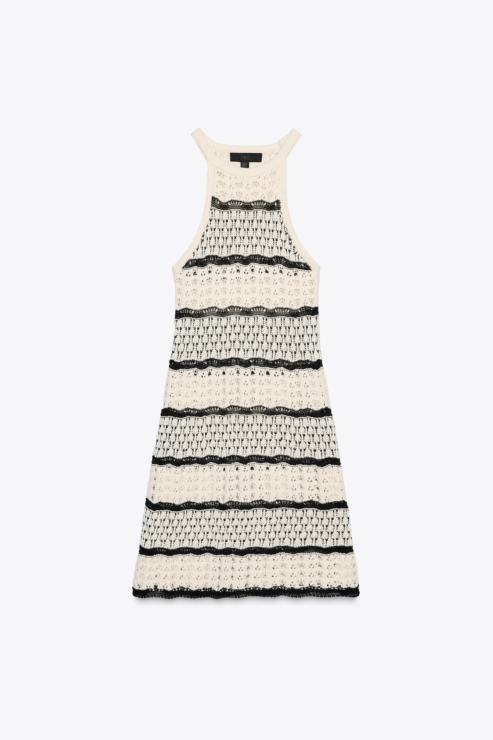 CROCHET KNIT HALTER MINI DRESS | Zara US