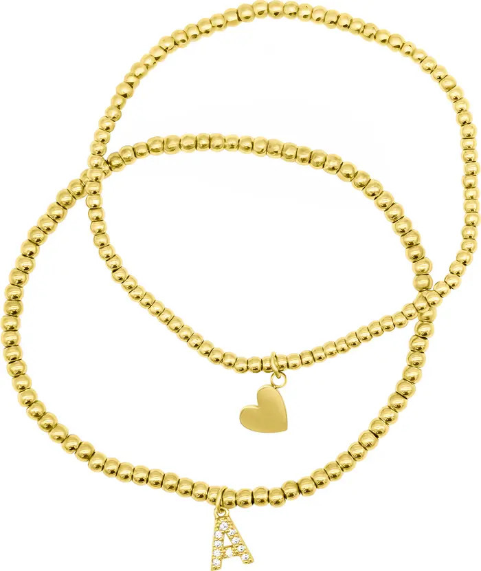 Initial & Heart 2-Pack Stretch Bracelets | Nordstrom Rack